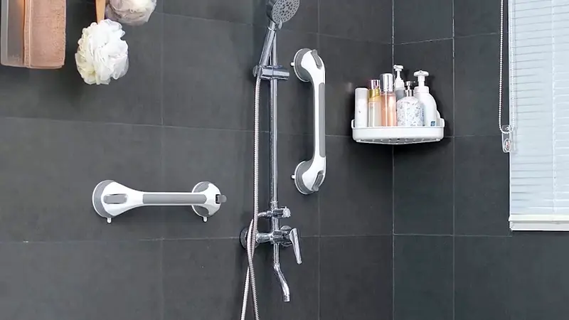 Grab bars installed in shower